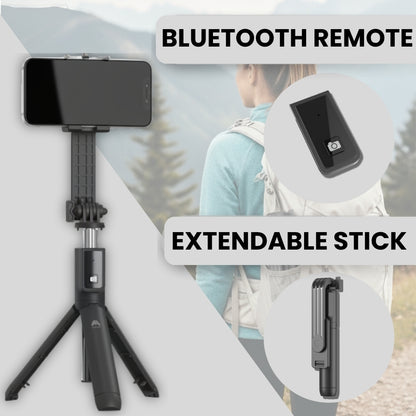 Mobitel Bluetooth Selfie Stick Tripod with Remote 360° Rotation Foldable & Extendable Phone Holder