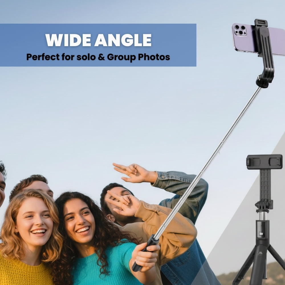 Mobitel Bluetooth Selfie Stick Tripod with Remote 360° Rotation Foldable & Extendable Phone Holder