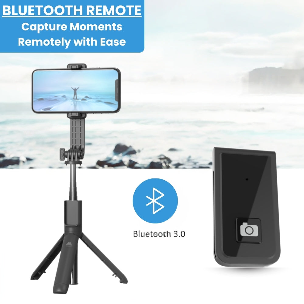 Mobitel Bluetooth Selfie Stick Tripod with Remote 360° Rotation Foldable & Extendable Phone Holder