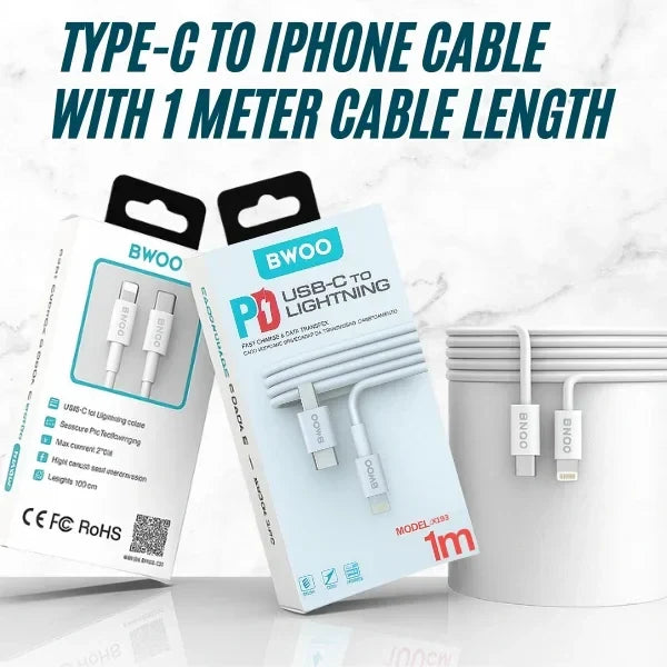 BWOO-X193 PD USB TYPE-C to iPhone Cable with 1 Meter Cable Length