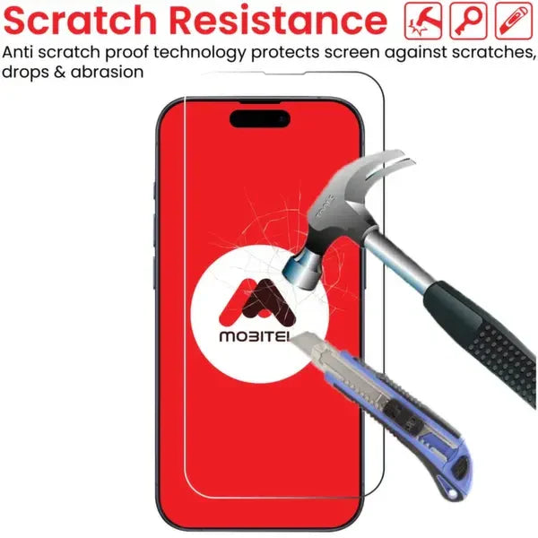 Mobitel Tempered Glass Clear Screen Protector for Phone 13, iPhone 13 Pro, iPhone 14 and iPhone 14 Pro