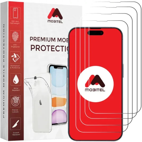 Mobitel Tempered Glass Clear Screen Protector for Phone 13, iPhone 13 Pro, iPhone 14 and iPhone 14 Pro