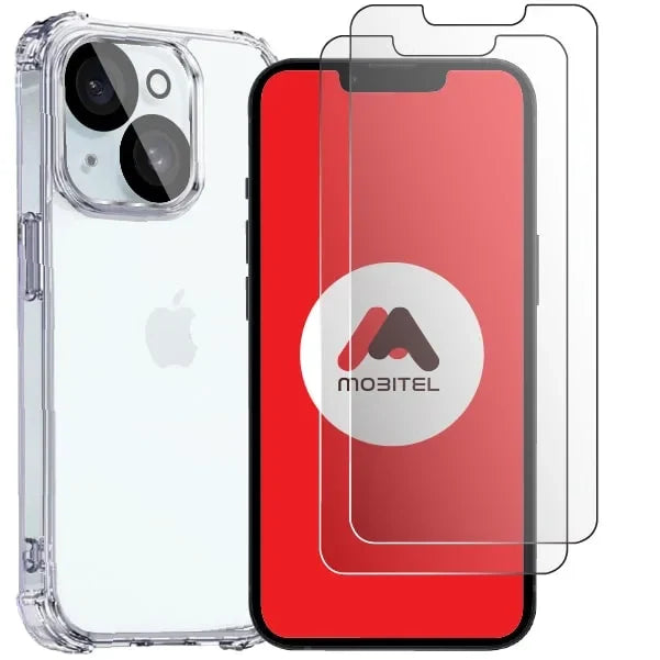 Mobitel 4 in-1 Case for iPhone 14 6.1-inch, with 2-pack Screen Protector and 1-pack Camera Lens Protector