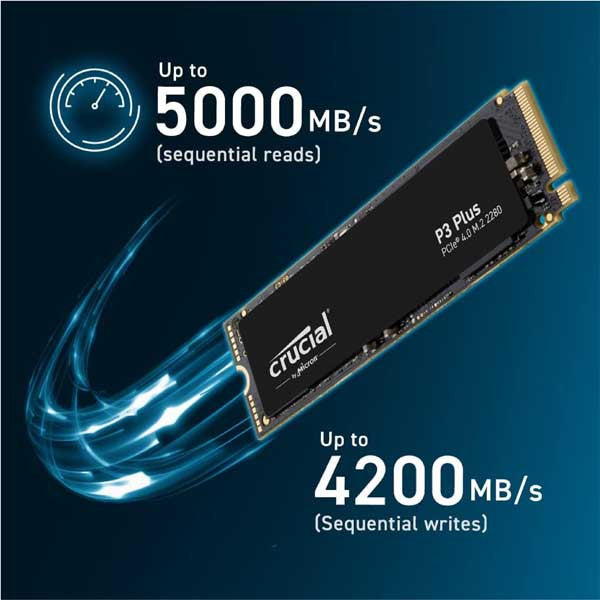 Crucial P3 Plus M.2 PCIe Gen4 NVMe Internal SSD - Up to 4800MB/s
