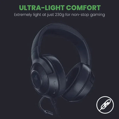 Razer Kraken X Lite - Wired Ultralight PC Gaming Headset - Surround Sound bendable cardioid microphone