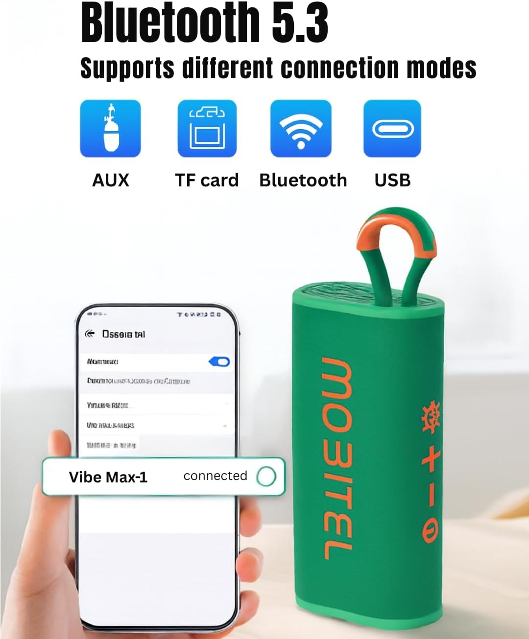 Mobitel Vibe Max Portable Bluetooth Speaker 5W RGB Lights TWS Waterproof UK